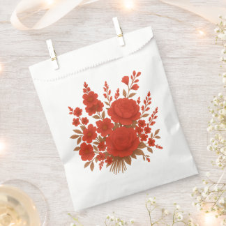 Sachets En Papier Elegant Red Floral Bouquet with Roses Romantic