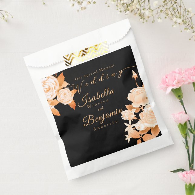 Sachets En Papier Élégant Rose or Mariage noir (Scellé)