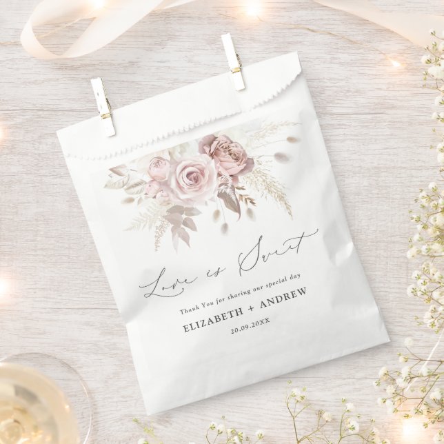 Sachets En Papier Élégant rose rose pâle Rose floral Mariage (Coupé)