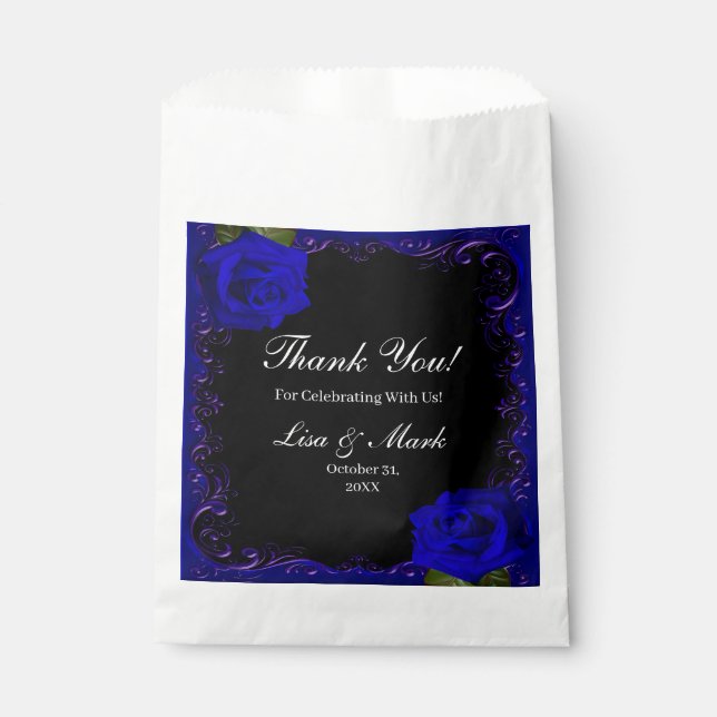 Sachets En Papier Élégant Roses Goth Blue (Devant)