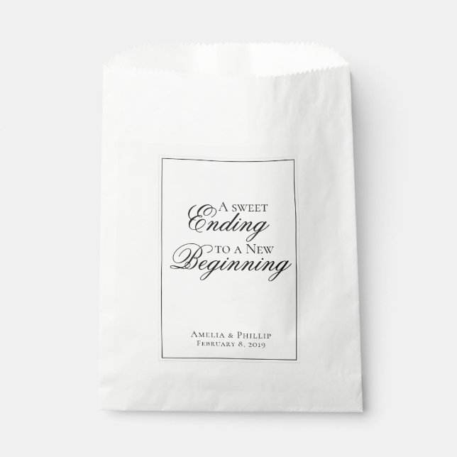 Sachets En Papier Elégant sac de mariage noir et blanc Favor (Devant)