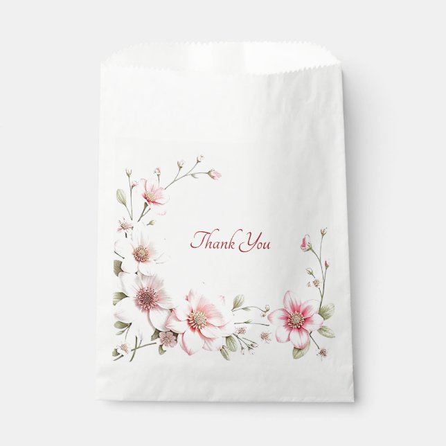 Sachets En Papier Élégant Sac Fleur Favorite Rose Blanc Rose (Devant)