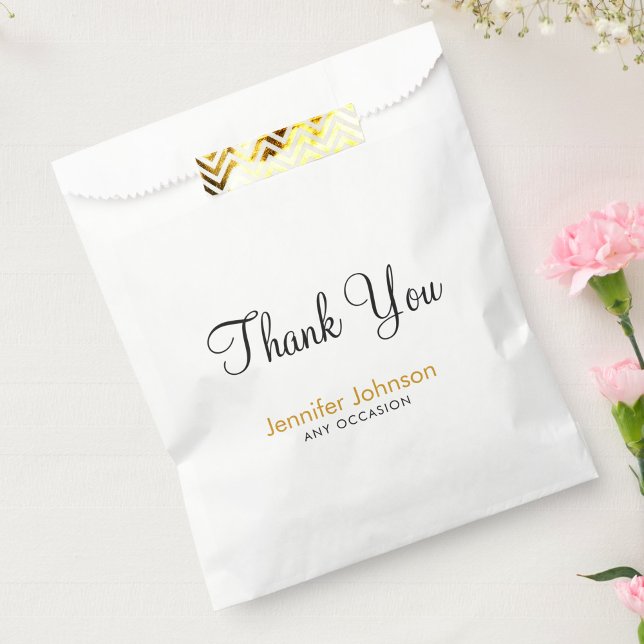 Sachets En Papier Élégant Script de remerciement personnalisé noir e (Créateur téléchargé)