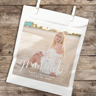 Sachets En Papier Élégant Script Graduation Photo Personnalisation P