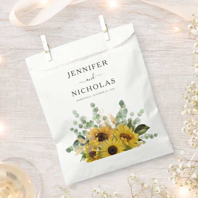 Sachets En Papier Élégant Tournesols Fleuris Mariage  (Coupé)