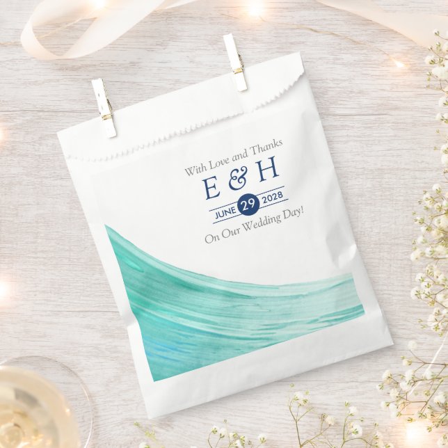 Sachets En Papier Elégant Turquoise Tides Beach Mariage (Coupé)