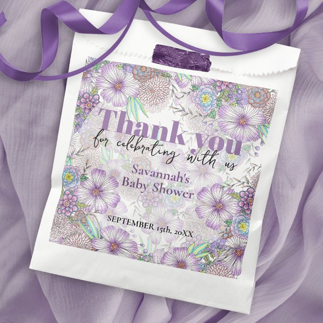 Sachets En Papier Élégant violet fleurs de jardin bébé en fleur (Créateur téléchargé)
