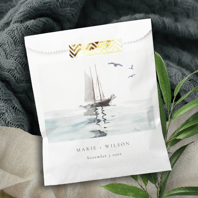 Sachets En Papier Elégante aquarelle Nautique voile Mariage (Créateur téléchargé)