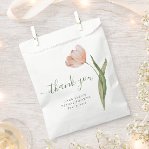 Sachets En Papier Elégante Aquarelle Tulipe Fête des mariées verte