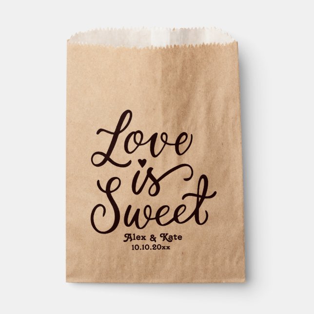 Sachets En Papier Élégante calligraphie L'amour est Mariage doux (Devant)