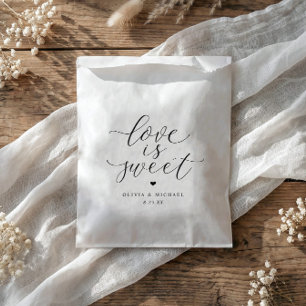Sachets En Papier Élégante Calligraphie Love is Sweet Mariage