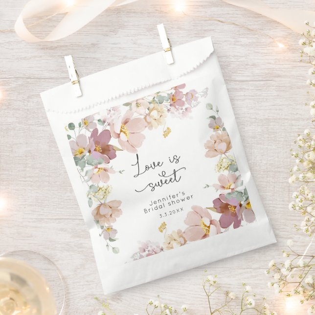 Sachets En Papier Elégante douche de mariée rose-rousse Fleur sauvag (Coupé)