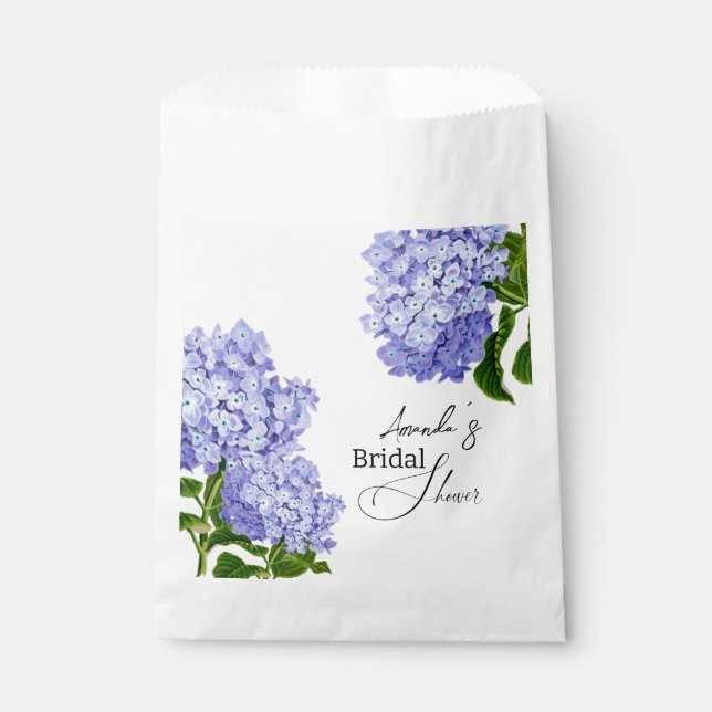 Sachets En Papier Élégante Fête de Mariage Florale d'Hydrangea Bleu (Devant)