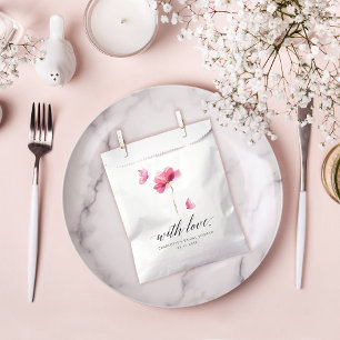 Sachets En Papier Élégante Fête des mariées florale rose