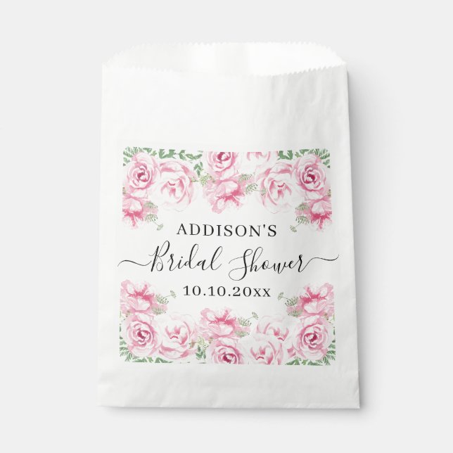 Sachets En Papier Elégante Fête des mariées Rose aquarelle (Devant)
