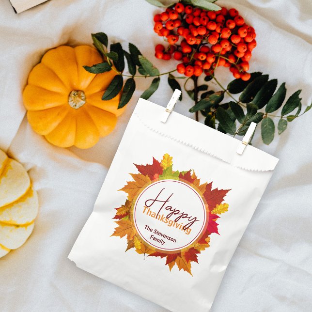 Sachets En Papier Élégante Feuille d'érable de automne Wreath Thanks (Créateur téléchargé)