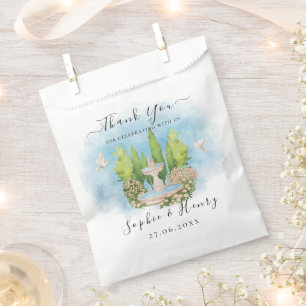 Sachets En Papier Elégante Fleurs de fontaine Mariage colombes Merci