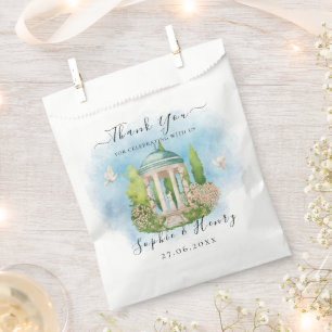 Sachets En Papier Elégante Gazebo fleurs Mariage colombes Merci
