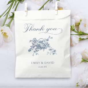 Sachets En Papier Élégante gravée Florale Bleue Français