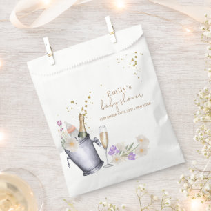 Sachets En Papier Elégante Sip & Voir Champagne Baby shower bouteill