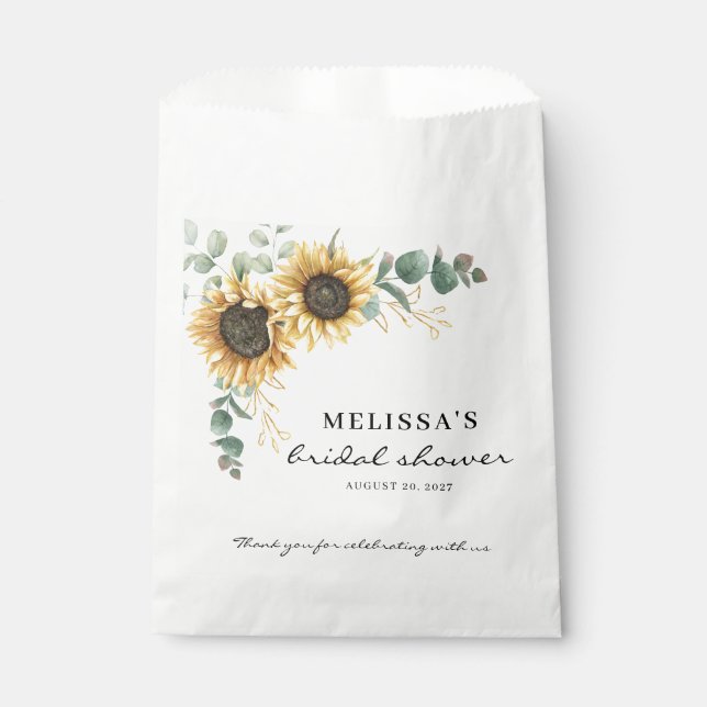 Sachets En Papier Élégante Sunflower Eucalyptus Floral Bridal (Devant)