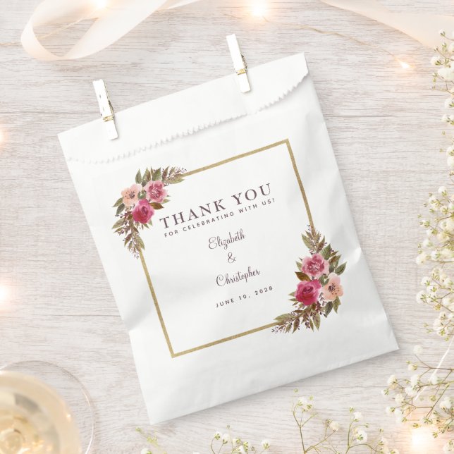 Sachets En Papier Elégante verdure Florale Aquarelle Chic Mariage Fa (Coupé)