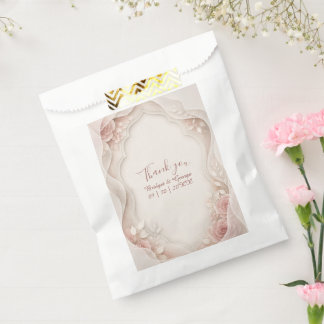 Sachets En Papier Élégantes Fleurs Superposées de Mariage Rose sur V
