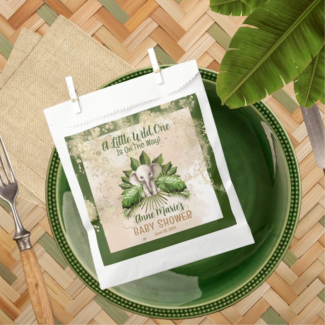 Sachets En Papier Elephant Little Wild One Est En Chemin Baby shower (Elephant A Little Wild One Is On The Way Baby Shower Favor Bag)