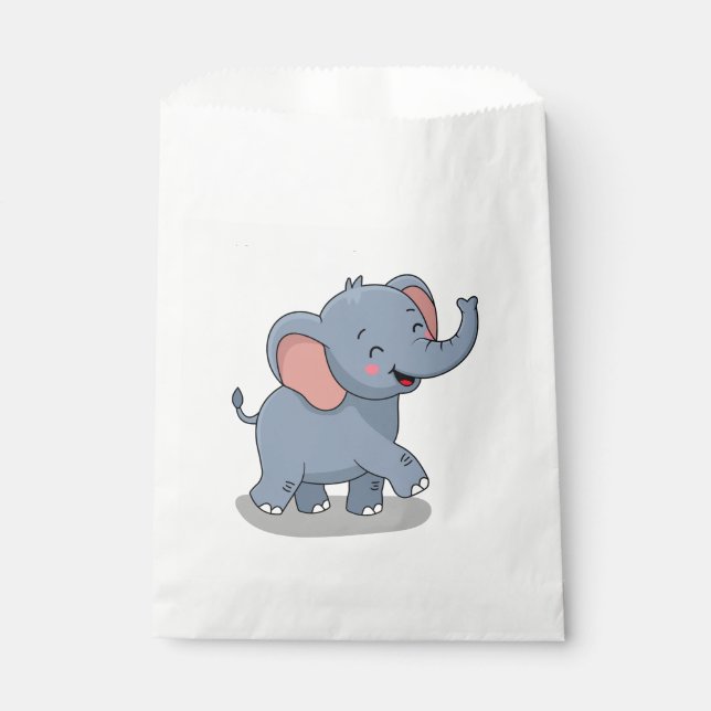 Sachets En Papier Éléphant Mignon Portant un Cadeau (Devant)