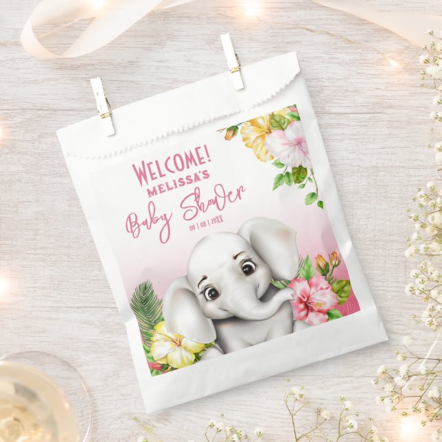 Sachets En Papier Elephant Safari Tropical Jungle Baby shower (Coupé)