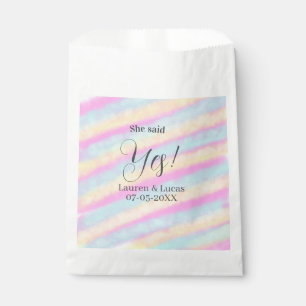 Sachets En Papier Elle a dit oui fête de fiançailles rose bleu jaune