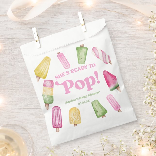 Sachets En Papier Elle est prête à faire du Baby shower rose (Coupé)