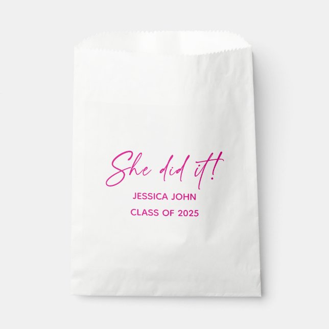 Sachets En Papier Elle l'a fait Graduation party bonbons faveurs (Devant)