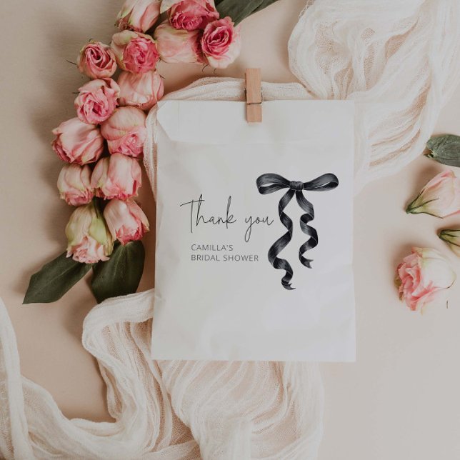 Sachets En Papier Elle noue le nœud Black Bow Bridal Shower  (Créateur téléchargé)