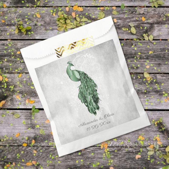 Sachets En Papier Emerald Green Peacock mariage Favor sac (Emerald Green Peacock Wedding Favor Bags)