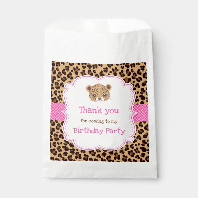 Sachets En Papier Empreinte de léopard Pink Quatre foil Fête d'anniv (Devant)