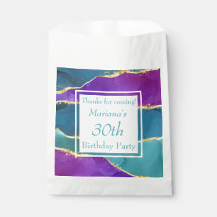 Sachets En Papier Encre Abstraite Fuchsia Rose Turquoise or Annivers