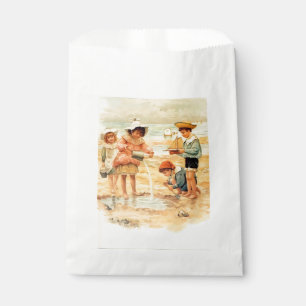 Sachets En Papier Enfants victoriens vintage à la plage, Beaux-Arts