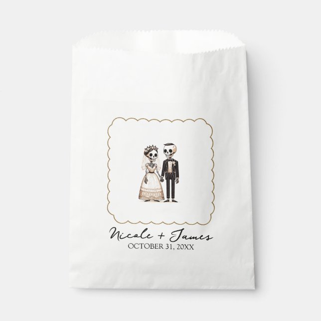 Sachets En Papier Épouse de squelette de dessin + Mariage géant (Devant)