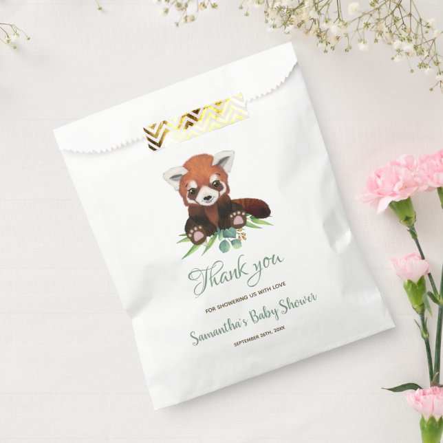 Sachets En Papier Eucalyptus Aquarelle Rouge Baby shower Ours Panda (Scellé)