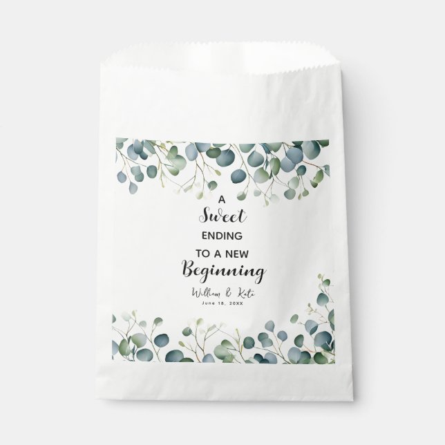 Sachets En Papier Eucalyptus Mariage Favor Sac Douce Fin (Devant)