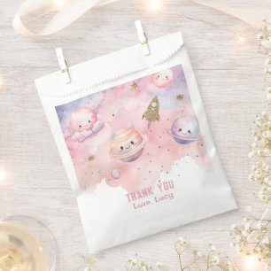 Sachets En Papier Externe Planètes de golf rose et étoiles Merci