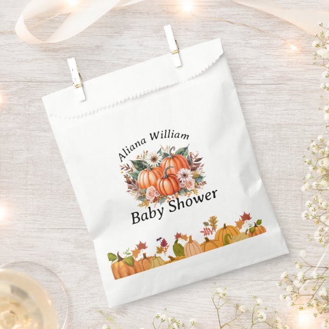 Sachets En Papier Fall Autumn Boho Pumpkin Floral Cute Baby Shower   (Coupé)
