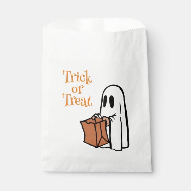 Sachets En Papier Fantôme d'Halloween classique avec sac à dos ou tr (Devant)
