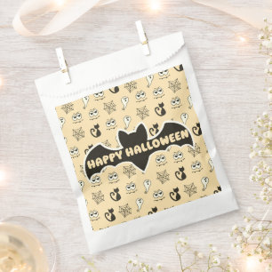 Sachets En Papier Fantôme, toiles d'araignées et chats noirs Jaune