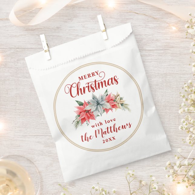 Sachets En Papier Farmhouse Poinsettia Rustic Merry Christmas (Coupé)