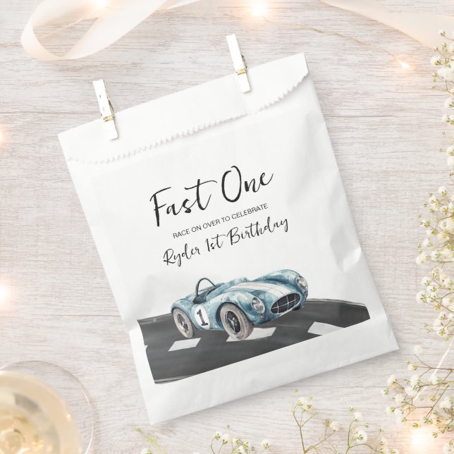 Sachets En Papier Fast One Race Car First Birthday (Coupé)