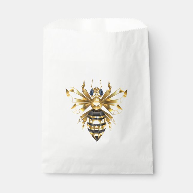 Sachets En Papier Faux logo abeille en feuille d'or polygonale sur f (Devant)