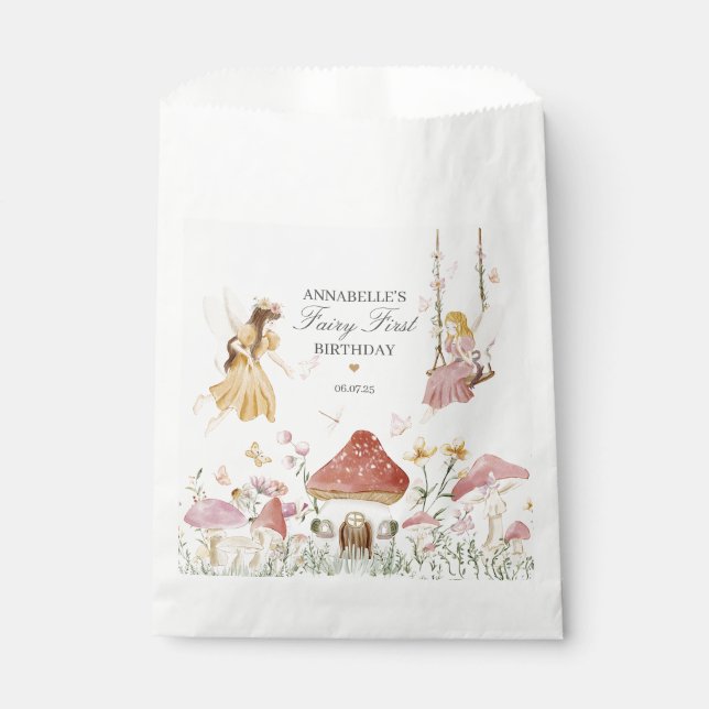 Sachets En Papier Fée Premier anniversaire Enchanted Dessert Faveurs (Devant)