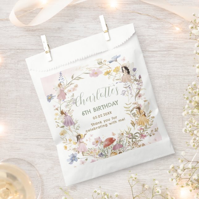 Sachets En Papier Fées Fleur sauvage Fleurs de prairie Anniversaire (Coupé)